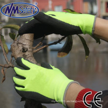 NMSAFETY 13g guantes de seguridad de látex de espuma fluorescente guantes de jardín
